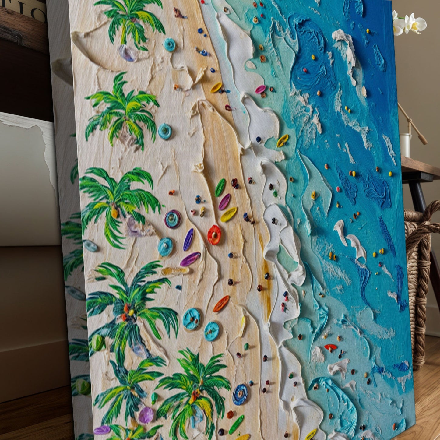 Beach Days Wall Art canvas by Tailored Canvases, palm trees and blue sea on Tampa Home & Garden Store