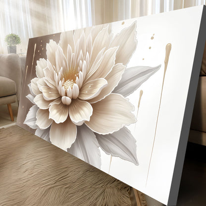 Single beige flower abstract wall art canvas by Tailored Canvases on Tampa Home & Garden Store