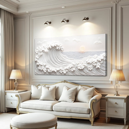 Canvas Ocean Waves Abstract Wall Art by Tailored Canvases, white textured wave relief on Tampa Home & Garden Store