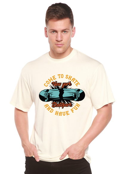 New York Skatepark men's bamboo viscose/organic cotton cream T-shirt skateboard print Spun Bamboo on Tampa Home & Garden Store