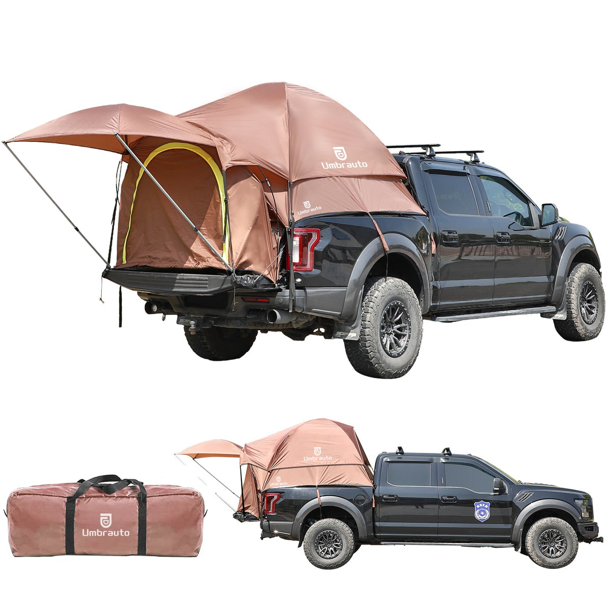 Umbrauto Nissan short truck bed air mattress with rose-tan canopy and carry bag on Tampa Home & Garden Store