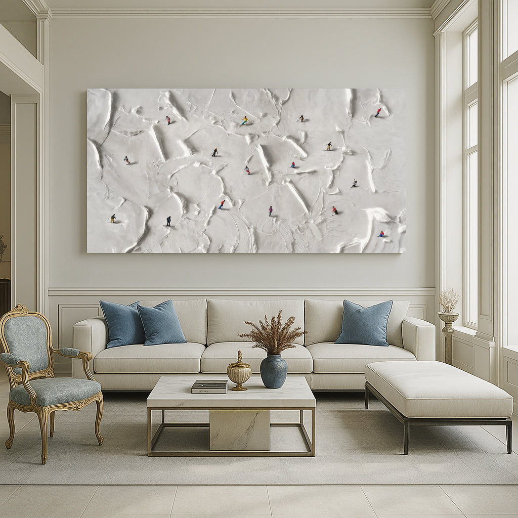Mountain Minimalist Wall Art V canvas by Tailored Canvases, white textured snow landscape on Tampa Home & Garden Store