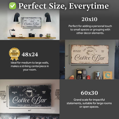 Tailored Canvases Coffee Bar Sign canvas collage for crafting decor in sizes 20x10, 48x24, 60x30 on Tampa Home & Garden Store