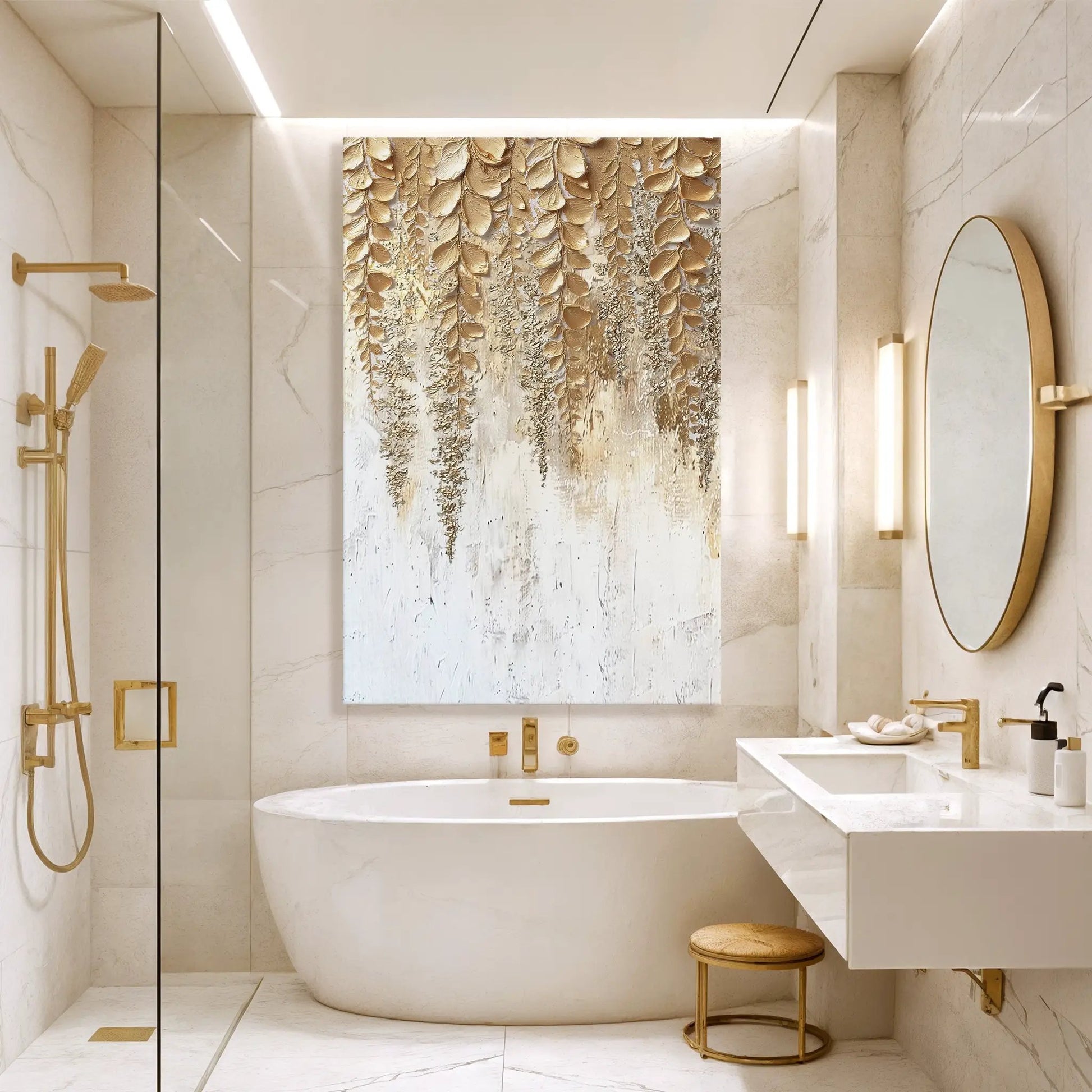 Golden Wisteria Wall Art canvas by Tailored Canvases Crafting Canvas with metallic leaves on Tampa Home & Garden Store