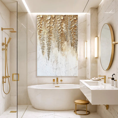 Golden Wisteria Wall Art canvas by Tailored Canvases Crafting Canvas with metallic leaves on Tampa Home & Garden Store