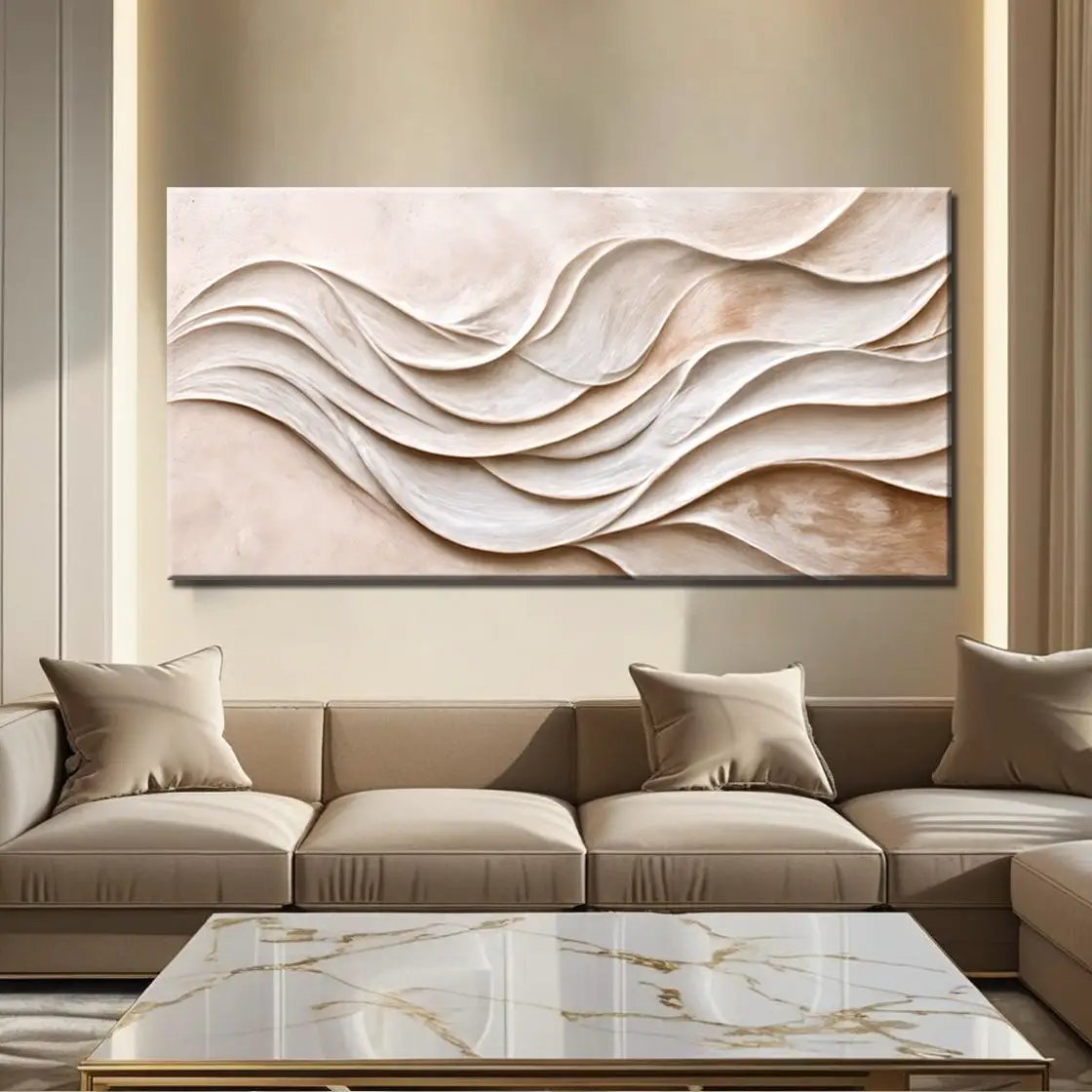Modern Abstract Minimalist Wall Art XIII canvas by Tailored Canvases in soft beige cream tones on Tampa Home & Garden Store