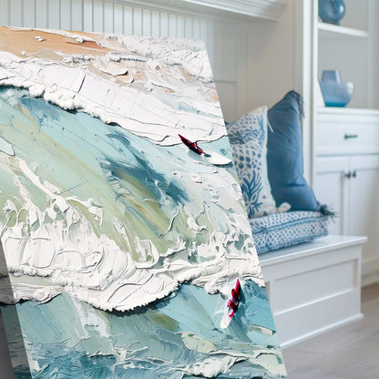 3D Sea Wall Art canvas by Tailored Canvases in blue turquoise white impasto ocean scene on Tampa Home & Garden Store