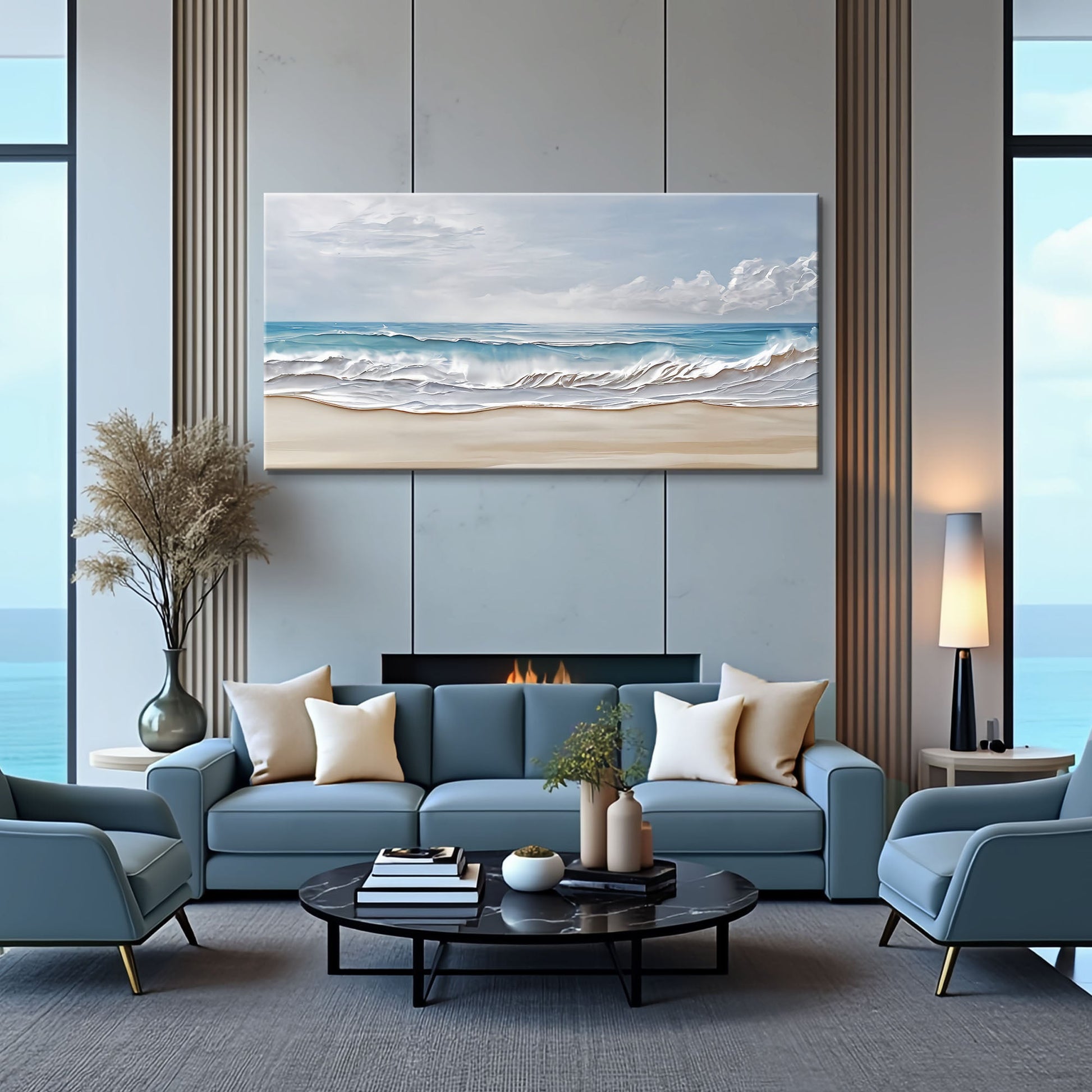 Serene Ocean Wave Coastal Wall Art VII canvas by Tailored Canvases in blue ocean tones on Tampa Home & Garden Store