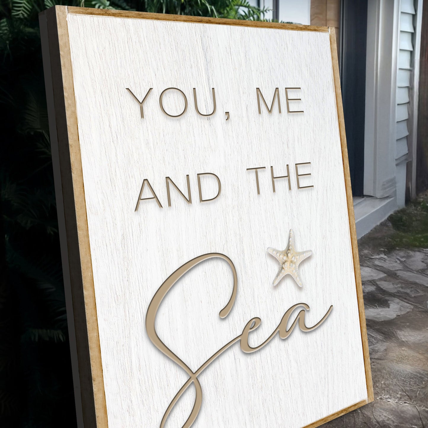 You Me and the Sea coastal sign canvas with rope and starfish on board Tailored Canvases on Tampa Home & Garden Store