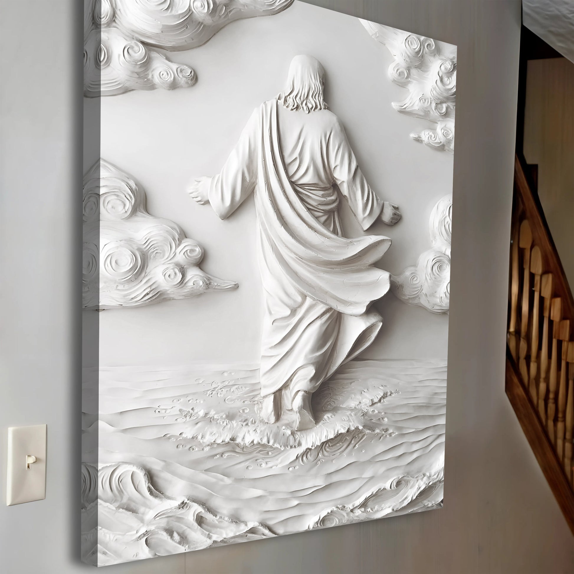 3D Minimalist Jesus Walking on Water canvas wall art relief Tailored Canvases crafting on Tampa Home & Garden Store