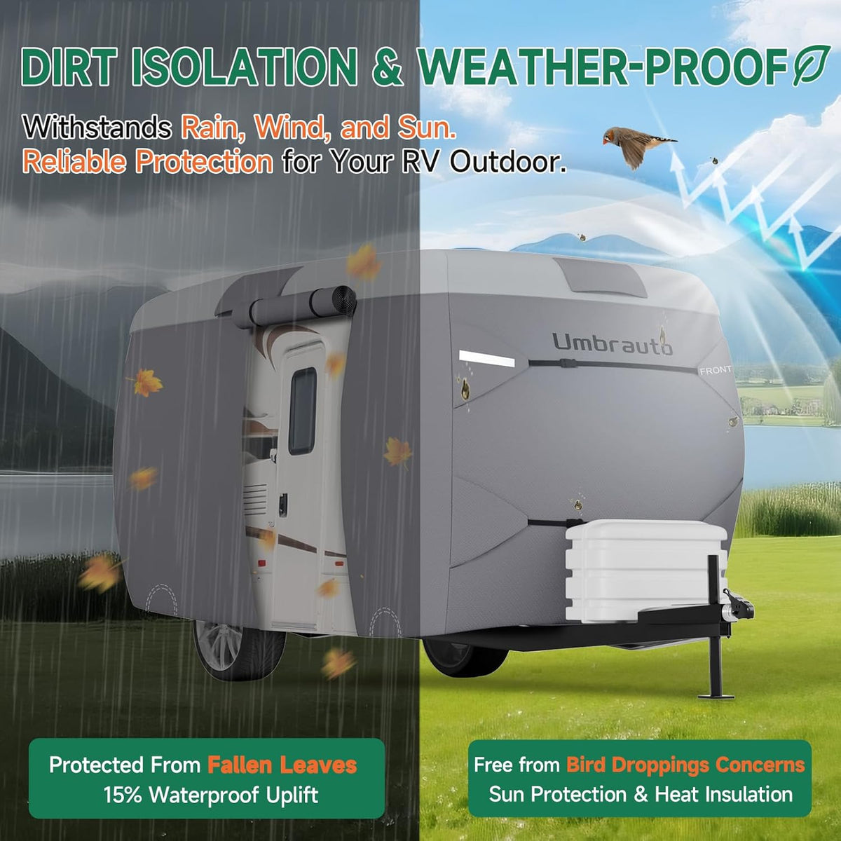 Umbrauto 7-Layer Top Fiberglass Travel Trailer Cover for RV outdoor storage on Tampa Home & Garden Store