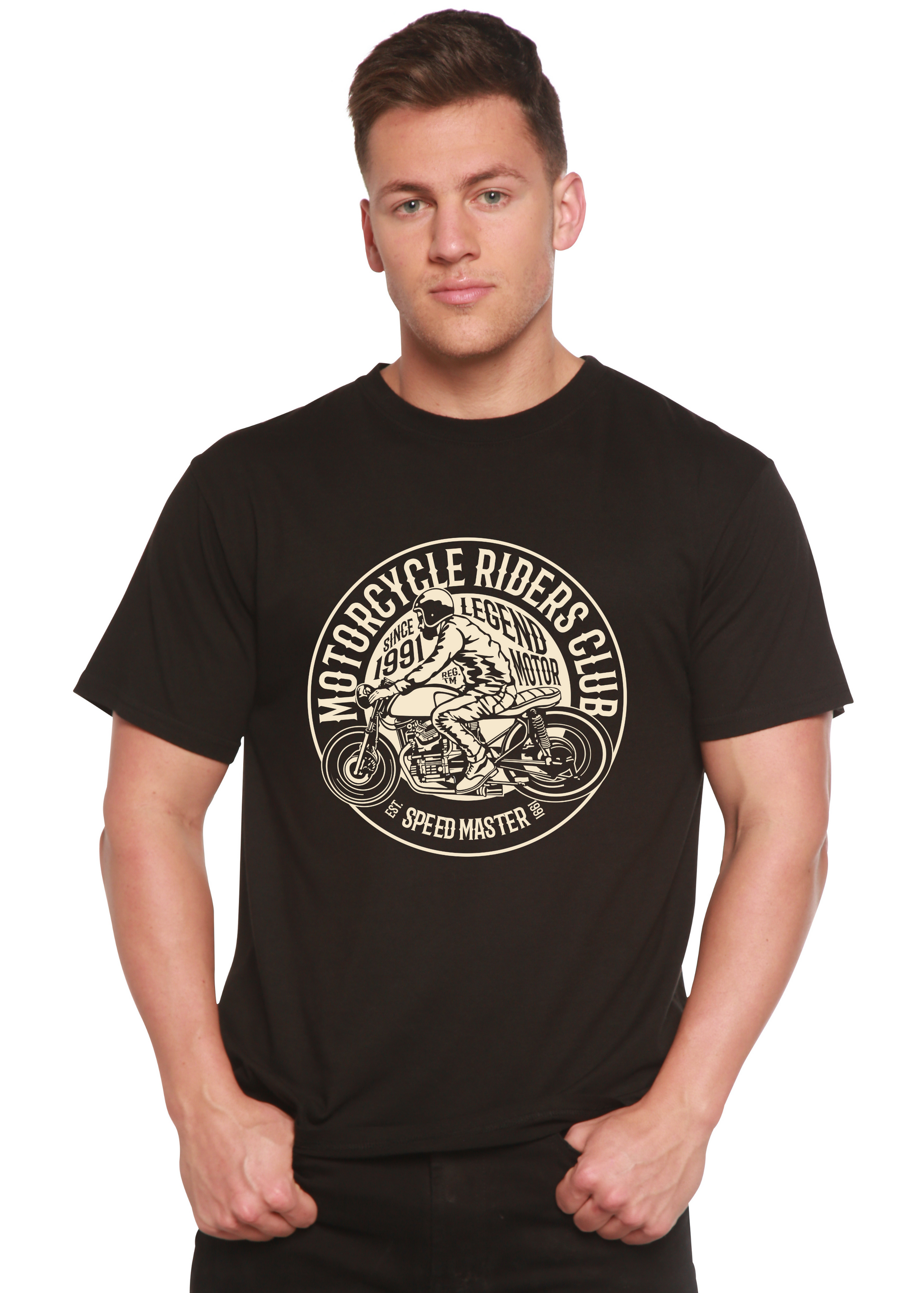 Motorcycle Riders Club graphic T-shirt black bamboo viscose/organic cotton by Spun Bamboo on Tampa Home & Garden Store