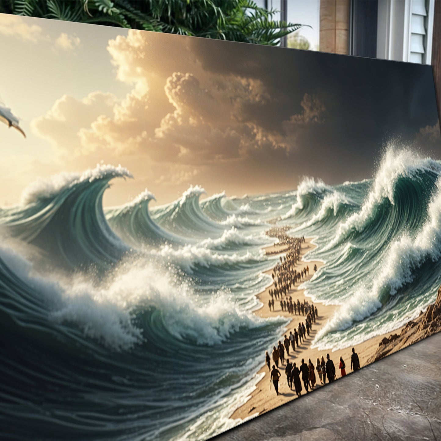 The Parting - Faith Wall Art II canvas featuring a sunlit ocean wave and beach crowd Tailored Canvases on Tampa Home & Garden Store