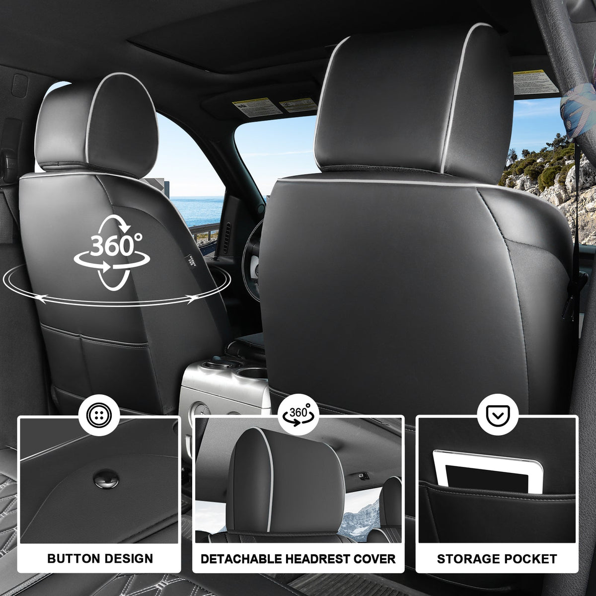 Umbrauto seat cover for Chevy Silverado/GMC Sierra gray Nappa leather full coverage on Tampa Home & Garden Store