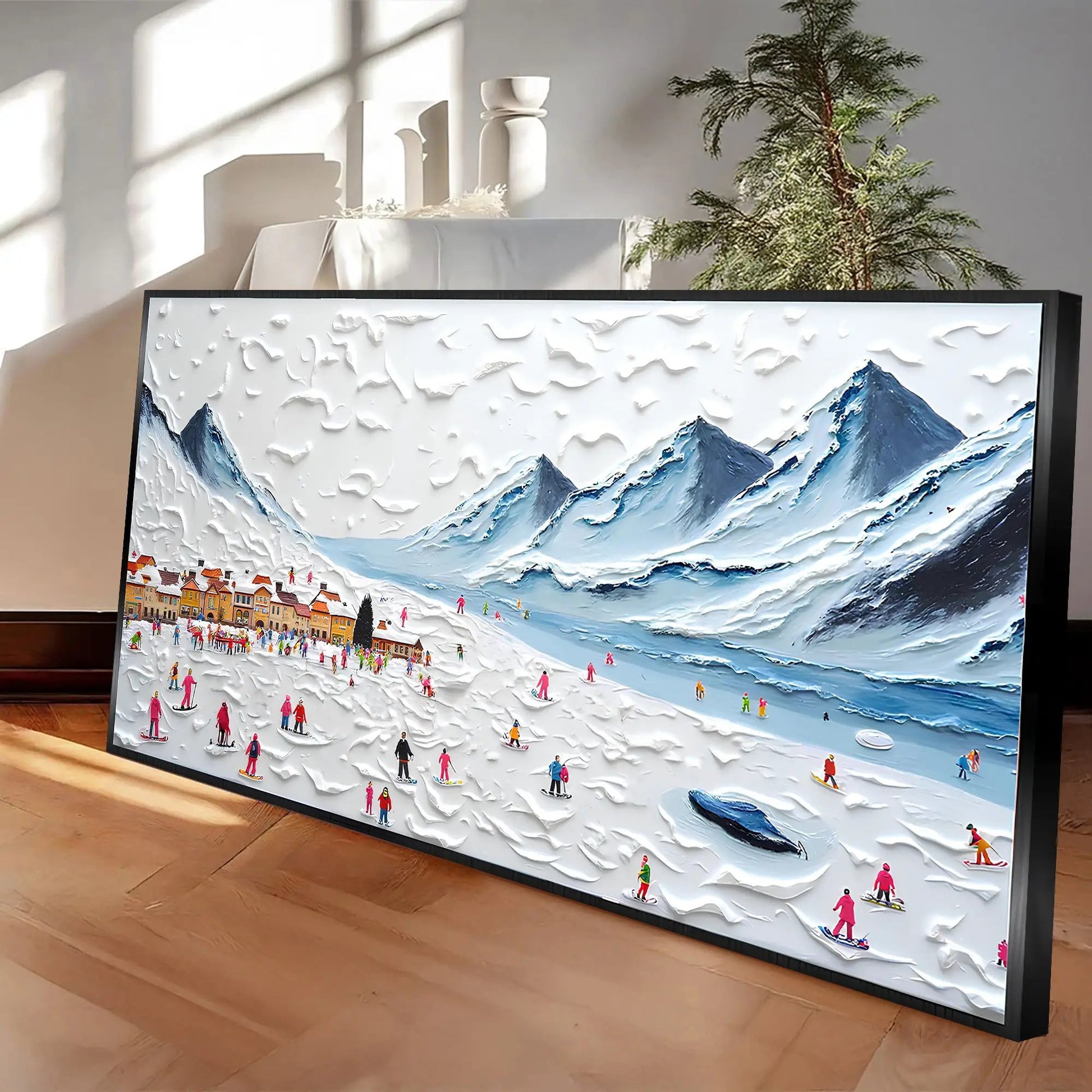 Snow Mountain Abstract Wall Art II canvas featuring snowy peaks and a village landscape on Tampa Home & Garden Store