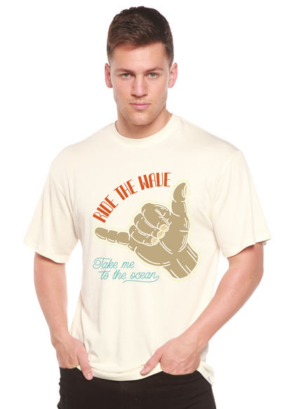 Ride The Wave Bamboo/Organic Cotton Graphic Tee cream with tan hand graphic by Spun Bamboo on Tampa Home & Garden Store