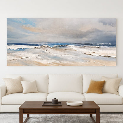 Serene Ocean Wave Coastal Wall Art IX canvas by Tailored Canvases, blue seascape with sand on Tampa Home & Garden Store