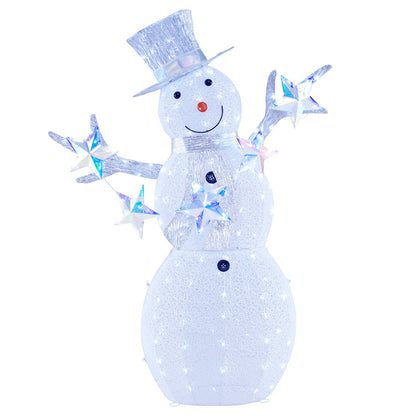 5 ft Pre-Lit Snowman with Stars frosted white body, star accents, buttons DirectDeals on Tampa Home & Garden Store
