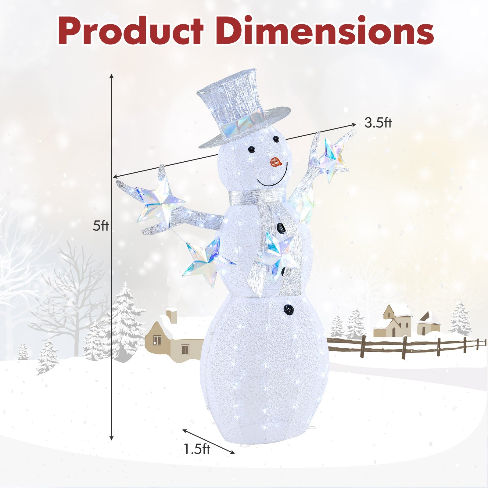 5 ft pre-lit Christmas snowman with iridescent star accents, DirectDeals LED snow globe statue on Tampa Home & Garden Store
