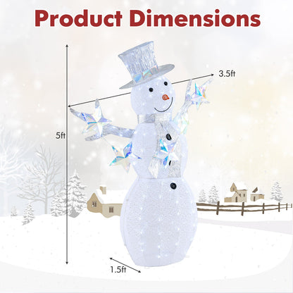 5 ft pre-lit Christmas snowman with iridescent star accents, DirectDeals LED snow globe statue on Tampa Home & Garden Store