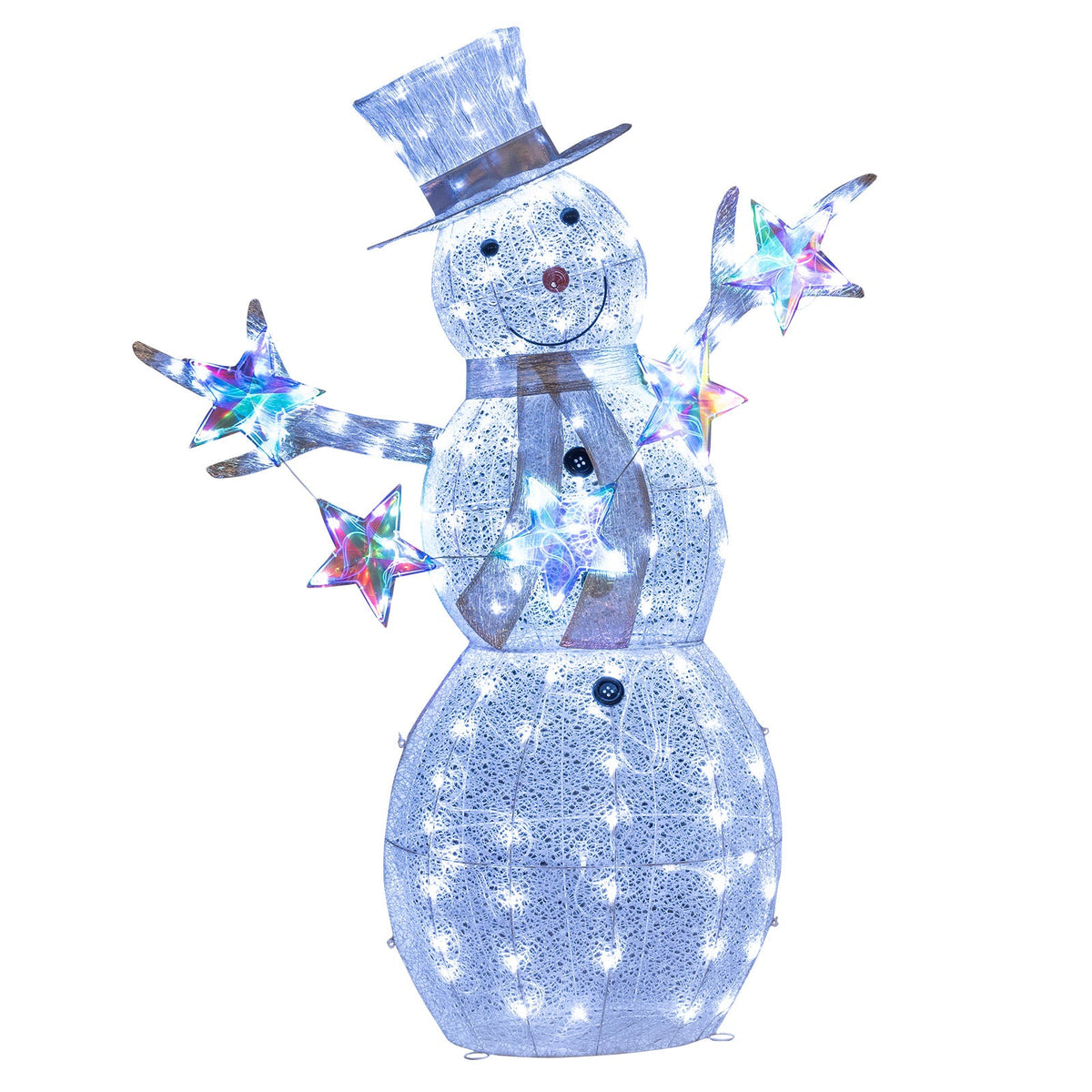 5 ft pre-lit snowman with star LED lights, silver lattice body and hat by DirectDeals on Tampa Home & Garden Store