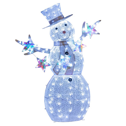 5 ft pre-lit snowman with star LED lights, silver lattice body and hat by DirectDeals on Tampa Home & Garden Store