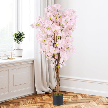 Árbol Artificial de Flor de Cerezo de 1.5 m de Altura con Flores Rosas - 1 Paquete