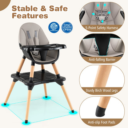 5-in-1 Baby Wooden Convertible High Chair