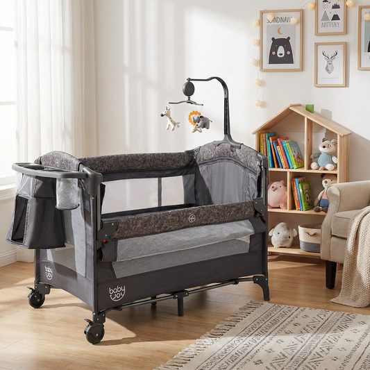 5-in-1 Bedside Bassinet with Diaper Changer and Mattress-Gray - Tampa Home & Garden Store