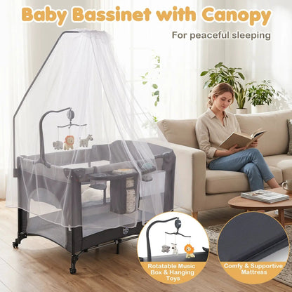 5 in 1 Portable Baby Pack and Play with Music Box