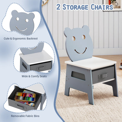 5-in-1 Toddler Table and 2 Chairs Cute Art Desk Set with Reversible Chalkboard Whiteboard