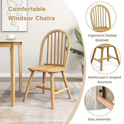 Juego de comedor de madera de 5 piezas con 4 sillas Windsor