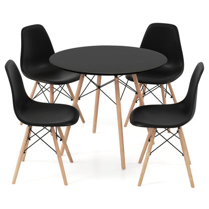 5 Pieces Table Set With Solid Wood Leg For Dining Room-White