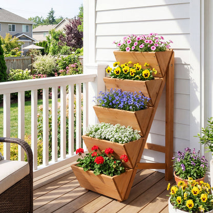 5-tier vertical wooden raised garden bed planter with legs, natural wood finish, DirectDeals planter on Tampa Home & Garden Store