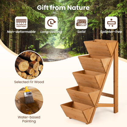 5-tier vertical raised garden bed wood planter with legs by DirectDeals, fir wood on Tampa Home & Garden Store