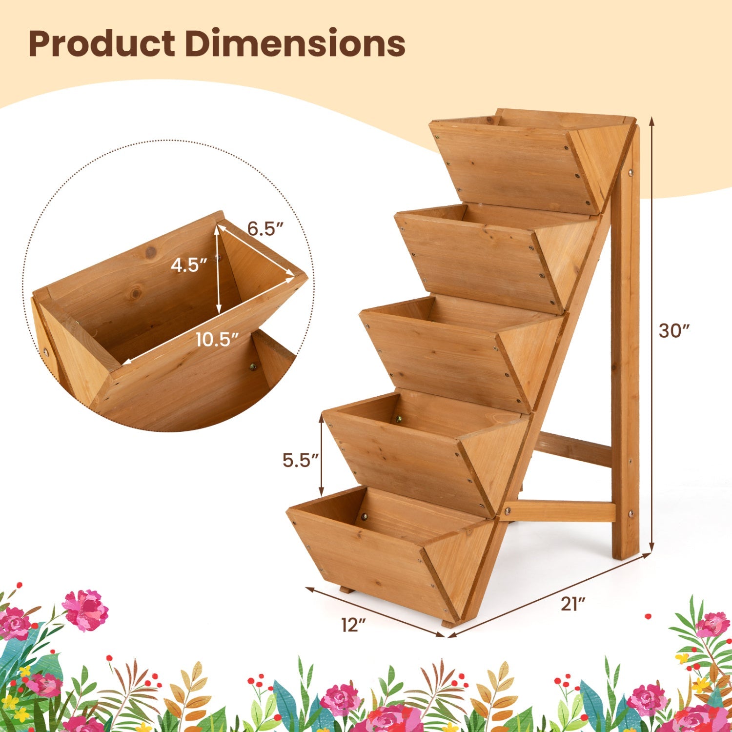 5-tier vertical wooden raised garden bed planter with legs by DirectDeals on Tampa Home & Garden Store