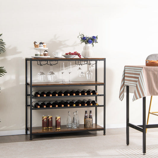 Mesa de botellero de 5 niveles con soporte para copas