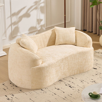 Curved Two Seater Sofa With Cushions And Pillows