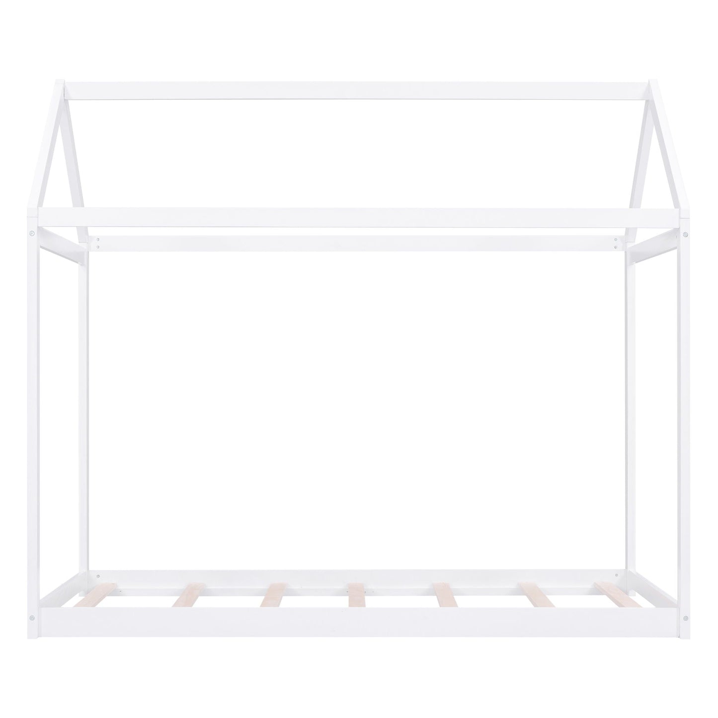White wooden house-shaped platform bed frame with slatted base HouseOfZazla on Tampa Home & Garden Store
