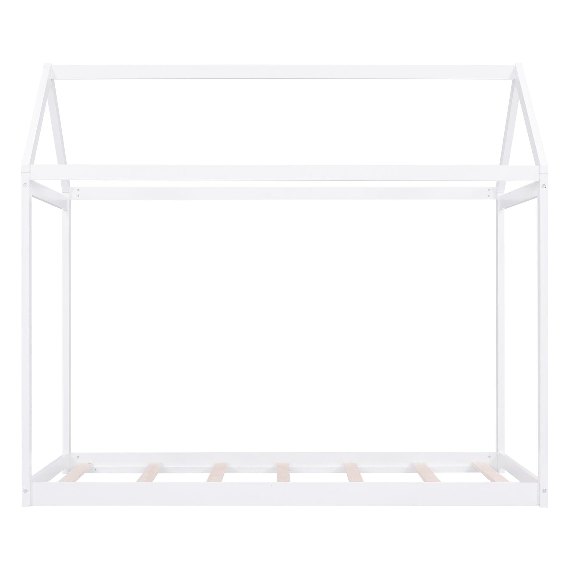 White wooden house-shaped platform bed frame with slatted base HouseOfZazla on Tampa Home & Garden Store