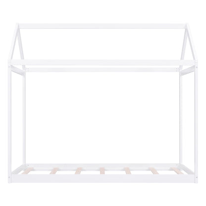White wooden house-shaped platform bed frame with slatted base HouseOfZazla on Tampa Home & Garden Store
