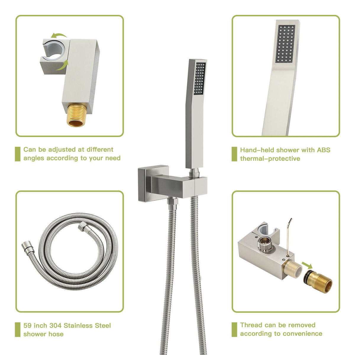 Dual Shower Head 16 in Ceiling Mount System gray finish pressure-balanced valve handheld included on Tampa Home & Garden Store