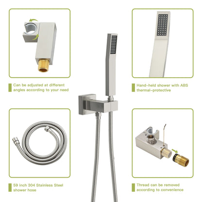 Dual Shower Head 16 in Ceiling Mount System gray finish pressure-balanced valve handheld included on Tampa Home & Garden Store