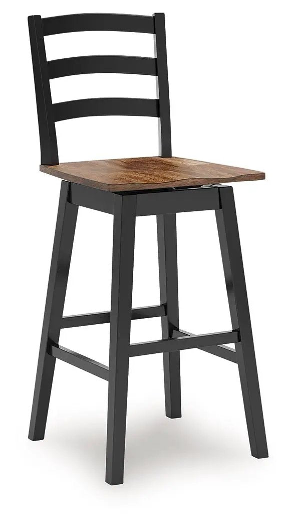 Wildenauer Swivel Stool, set of 2, black frame with natural wood seat, by Unique Piece Furniture on Tampa Home & Garden Store
