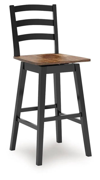 Wildenauer Swivel Stool, set of 2, black frame with natural wood seat, by Unique Piece Furniture on Tampa Home & Garden Store