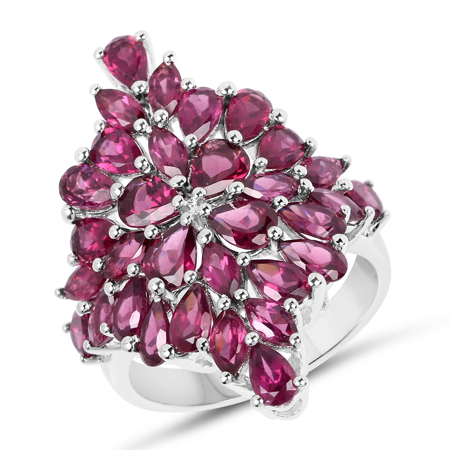 7.52ct Rhodolite sterling silver ring with pink teardrop cluster by Bids.com on Tampa Home & Garden Store