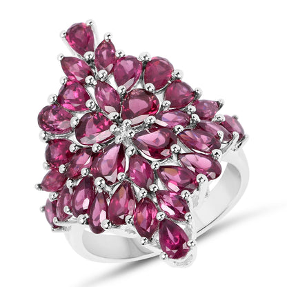 7.52ct Rhodolite sterling silver ring with pink teardrop cluster by Bids.com on Tampa Home & Garden Store
