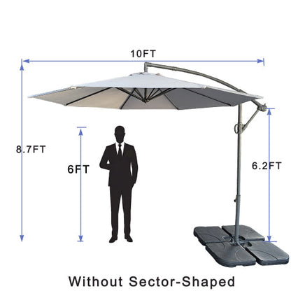 10ft offset patio umbrella HouseOfZazla beige canopy curved arm base sold separately on Tampa Home & Garden Store
