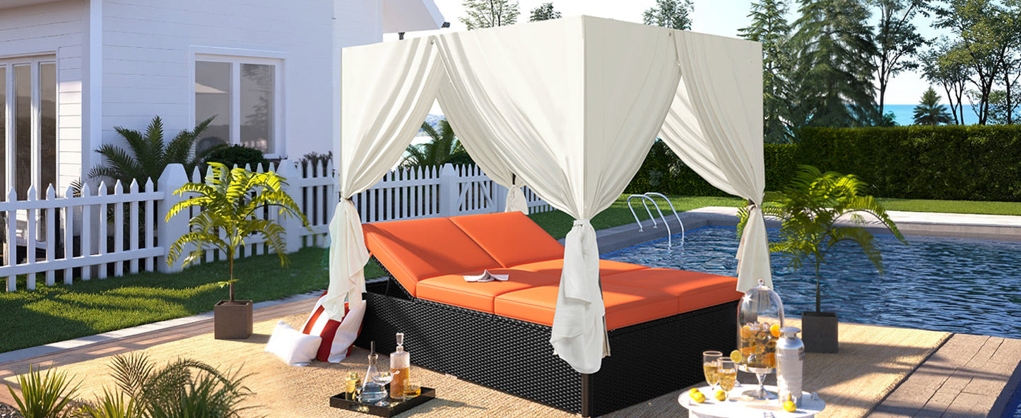 Outdoor Double Chaise Lounge Daybed For Patio
