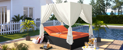 Outdoor Double Chaise Lounge Daybed For Patio